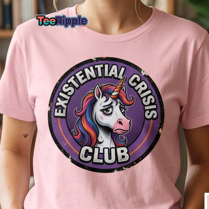 Existential Crisis Club Unicorn T-Shirt – Funny Dark Humor Tee - Maroon - TeeRipple