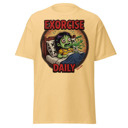 Exorcise Daily Funny Zombie T-Shirt | Horror Dark Humor Tee - Yellow Haze - TeeRipple