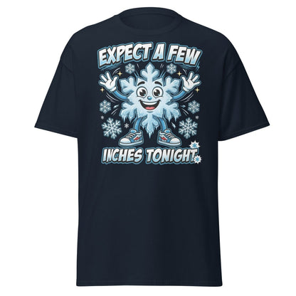 Expect a Few Inches Tonight Funny Snowflake T-Shirt - Navy - TeeRipple