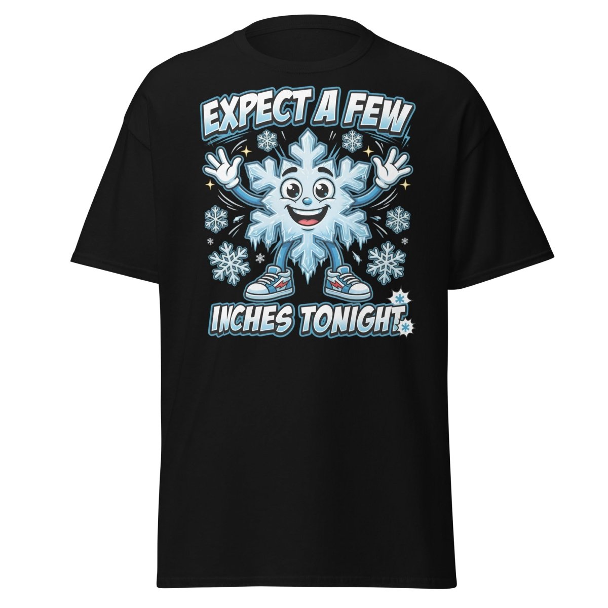 Expect a Few Inches Tonight Funny Snowflake T-Shirt - Black - TeeRipple