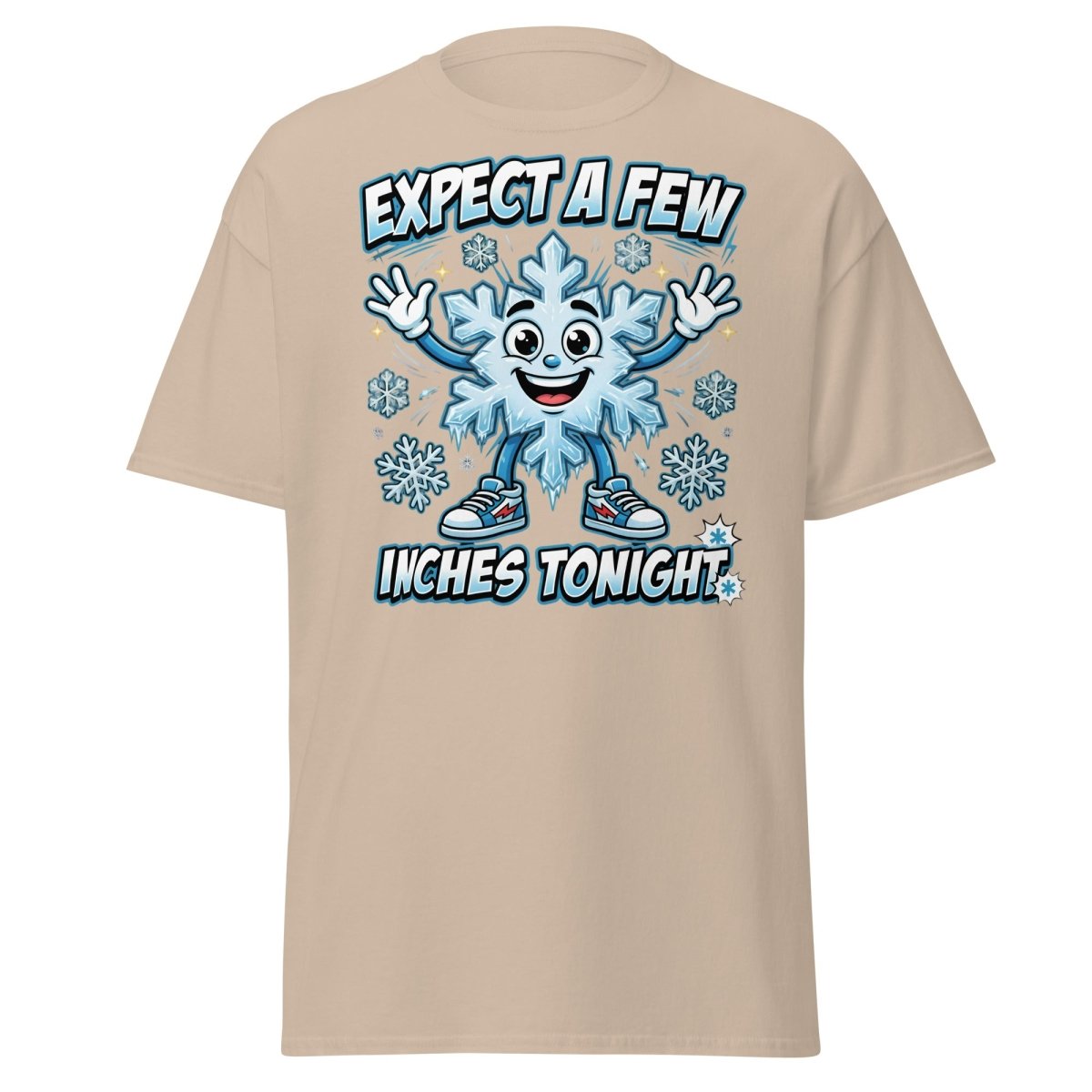 Expect a Few Inches Tonight Funny Snowflake T-Shirt - Sand - TeeRipple