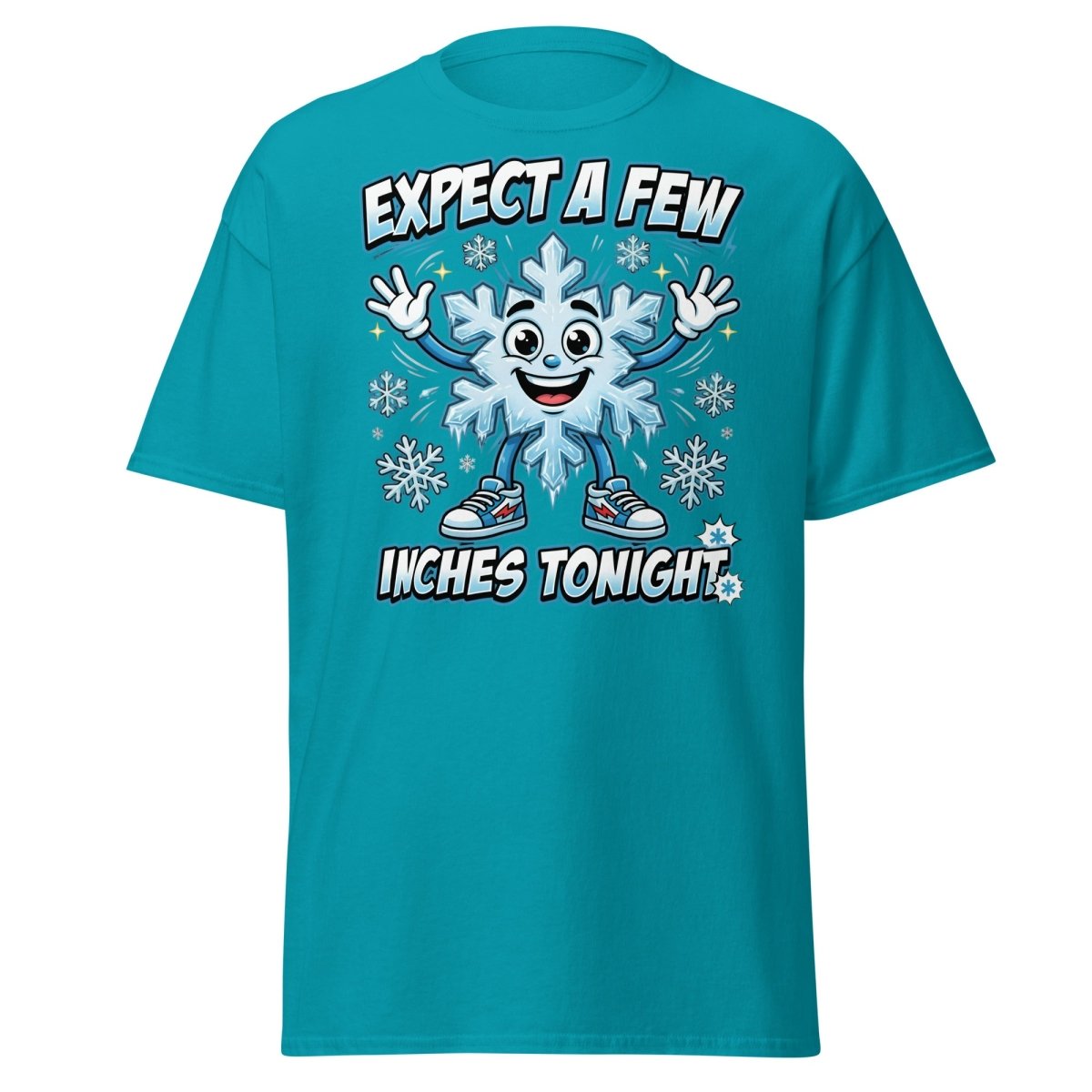 Expect a Few Inches Tonight Funny Snowflake T-Shirt - Tropical Blue - TeeRipple