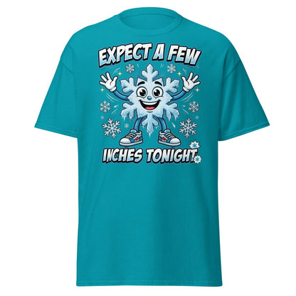 Expect a Few Inches Tonight Funny Snowflake T-Shirt - Tropical Blue - TeeRipple