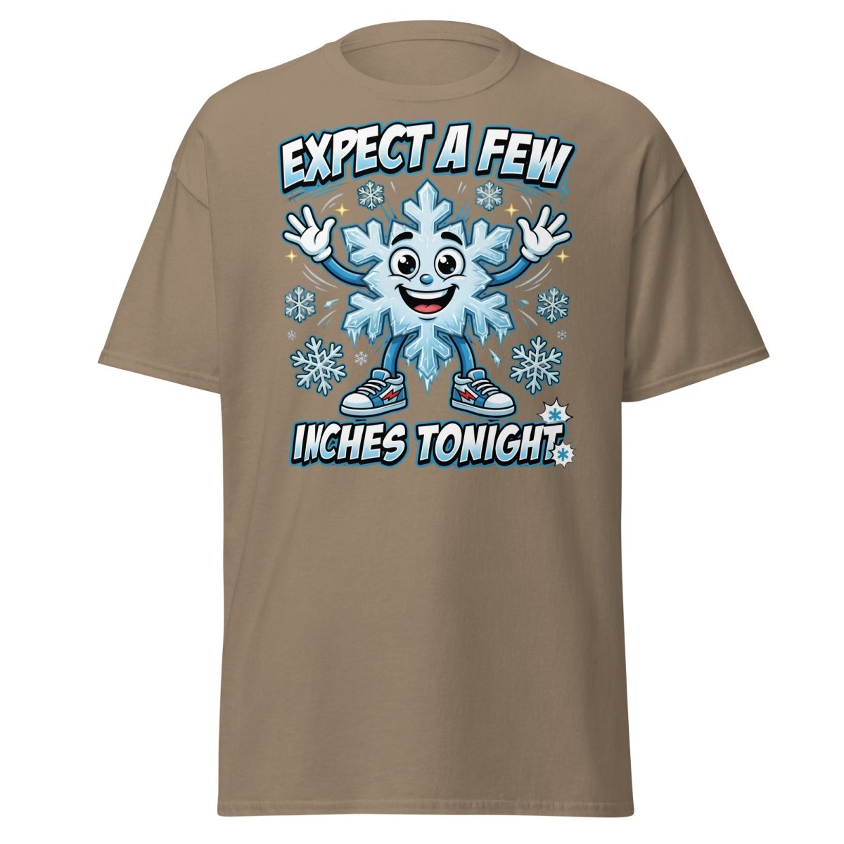Expect a Few Inches Tonight Funny Snowflake T-Shirt - Brown Savana - TeeRipple