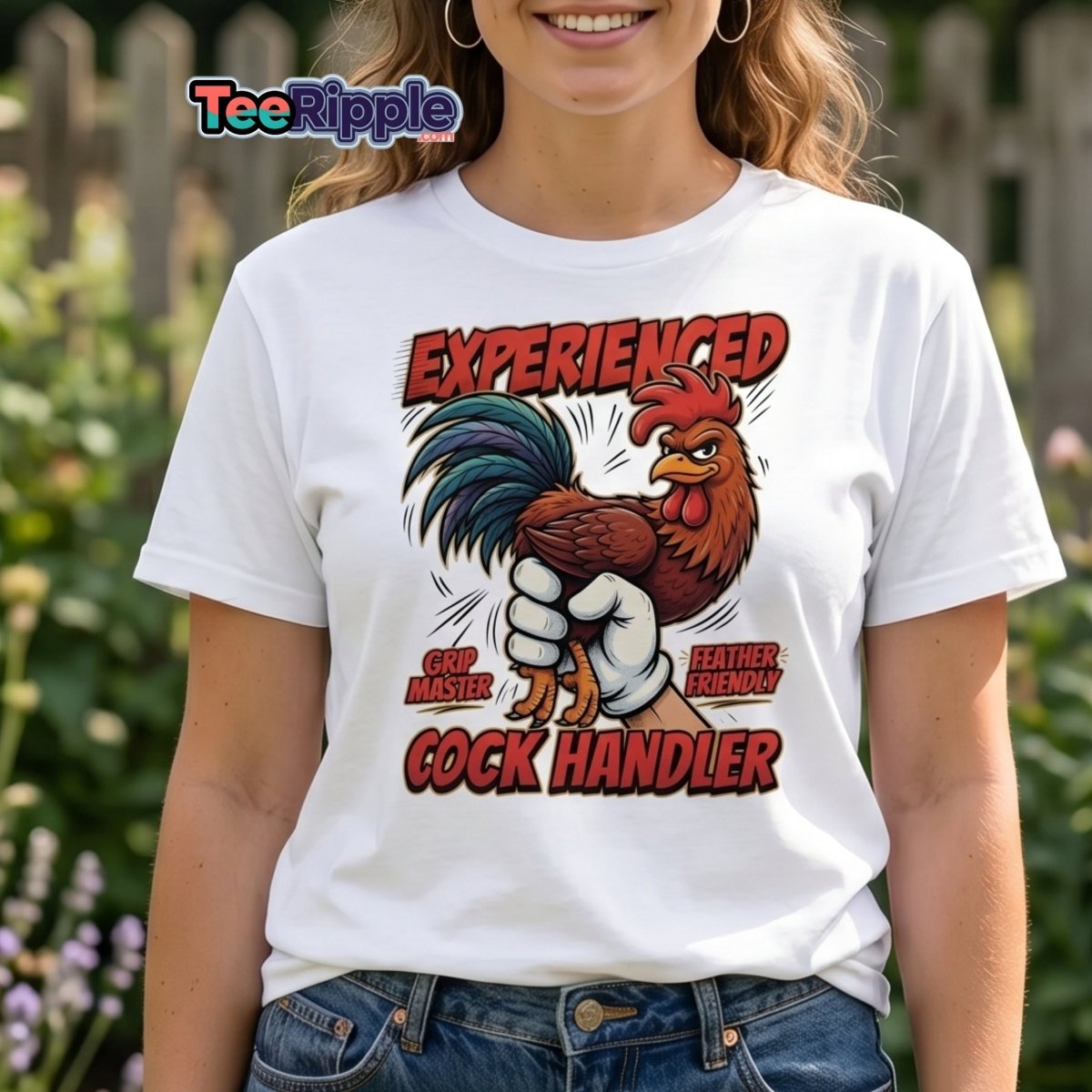 Experienced Cock Handler Funny Rooster T-Shirt - Maroon - TeeRipple