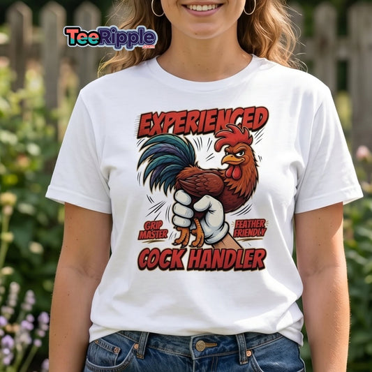 Experienced Cock Handler Funny Rooster T-Shirt - Maroon - TeeRipple
