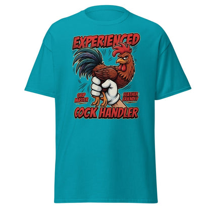 Experienced Cock Handler Funny Rooster T-Shirt - Tropical Blue - TeeRipple