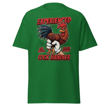 Experienced Cock Handler Funny Rooster T-Shirt - Turf Green - TeeRipple