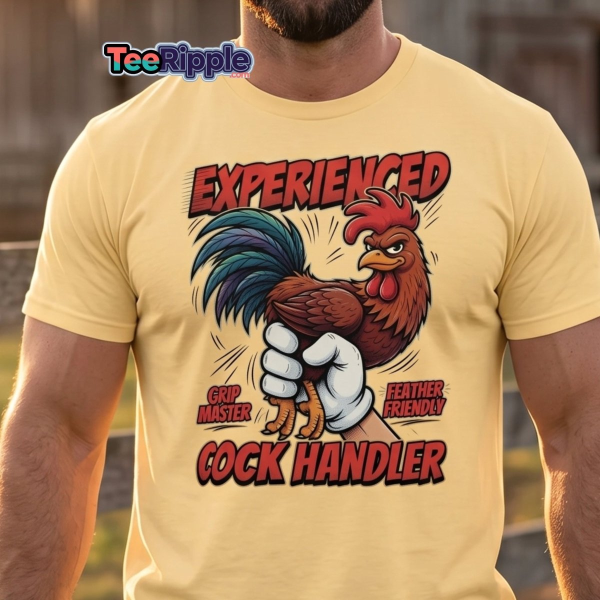 Experienced Cock Handler Funny Rooster T-Shirt - Maroon - TeeRipple