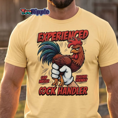 Experienced Cock Handler Funny Rooster T-Shirt - Maroon - TeeRipple