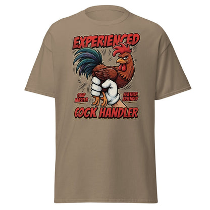 Experienced Cock Handler Funny Rooster T-Shirt - Brown Savana - TeeRipple