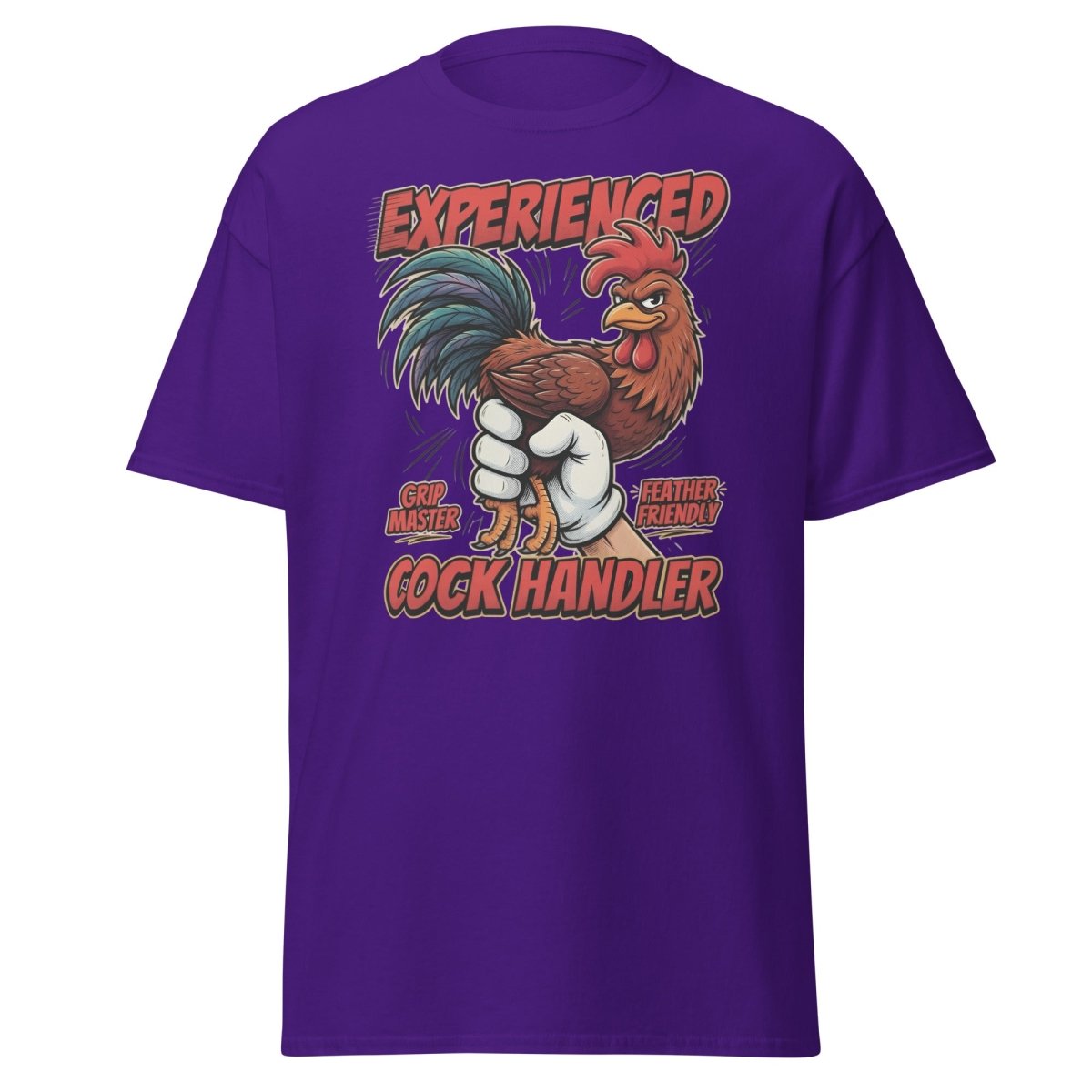 Experienced Cock Handler Funny Rooster T-Shirt - Purple - TeeRipple