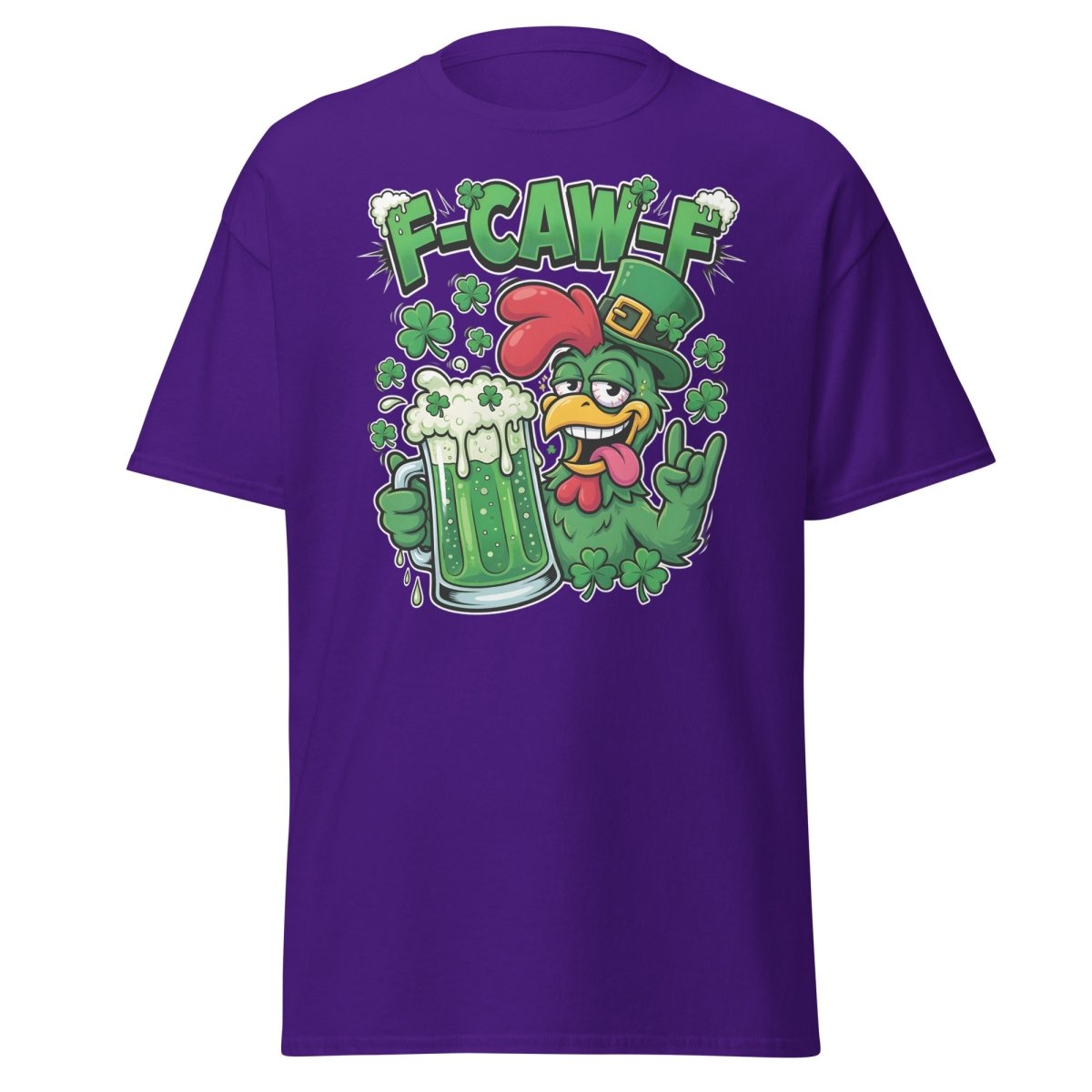 F - CAW - F Funny St Patrick's Day Chicken T-Shirt - Purple - TeeRipple