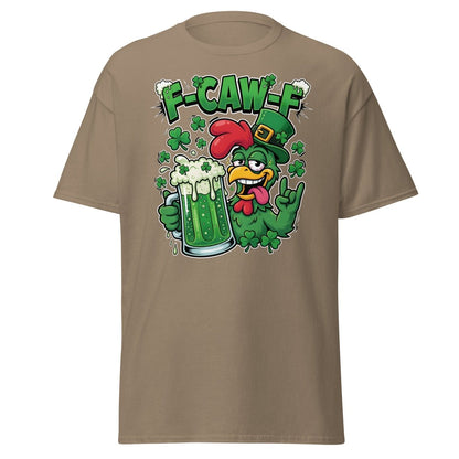 F - CAW - F Funny St Patrick's Day Chicken T-Shirt - Brown Savana - TeeRipple
