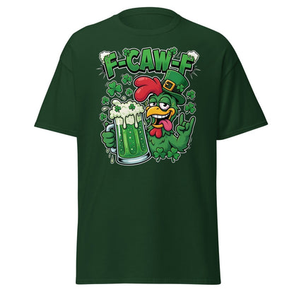 F - CAW - F Funny St Patrick's Day Chicken T-Shirt - Forest Green - TeeRipple