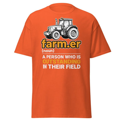 Farmer Outstanding in Their Field Funny T-Shirt - Orange - TeeRipple