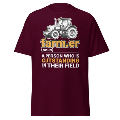 Farmer Outstanding in Their Field Funny T-Shirt - Maroon - TeeRipple