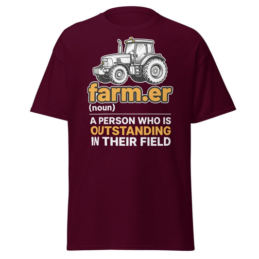 Farmer Outstanding in Their Field Funny T-Shirt - Maroon - TeeRipple