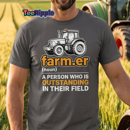 Farmer Outstanding in Their Field Funny T-Shirt - Maroon - TeeRipple