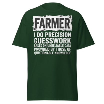 Farmer Precision Guesswork Funny Farming T-Shirt - Forest Green - TeeRipple