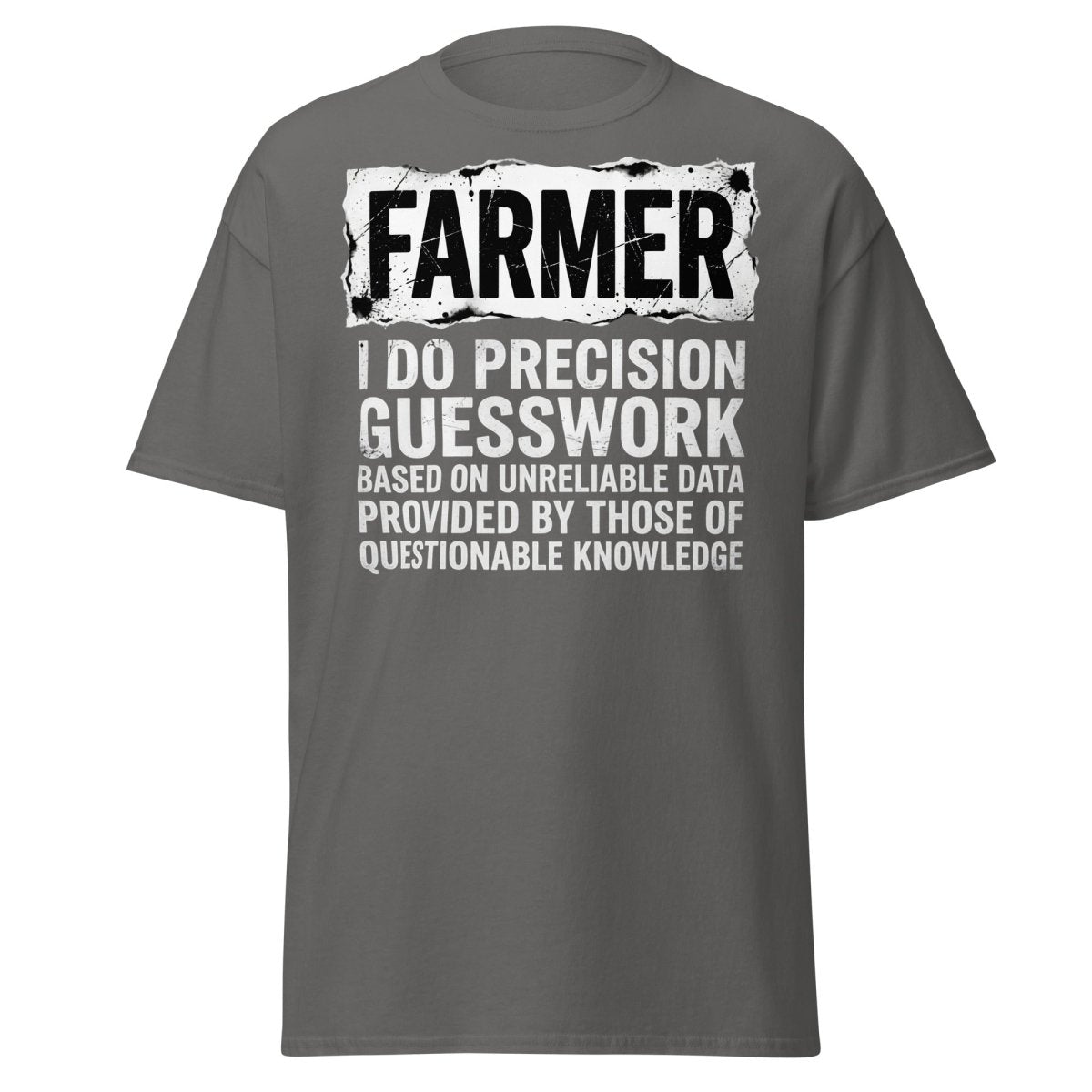 Farmer Precision Guesswork Funny Farming T-Shirt - Charcoal - TeeRipple