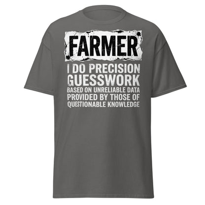 Farmer Precision Guesswork Funny Farming T-Shirt - Charcoal - TeeRipple
