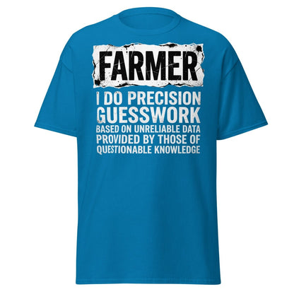 Farmer Precision Guesswork Funny Farming T-Shirt - Sapphire - TeeRipple