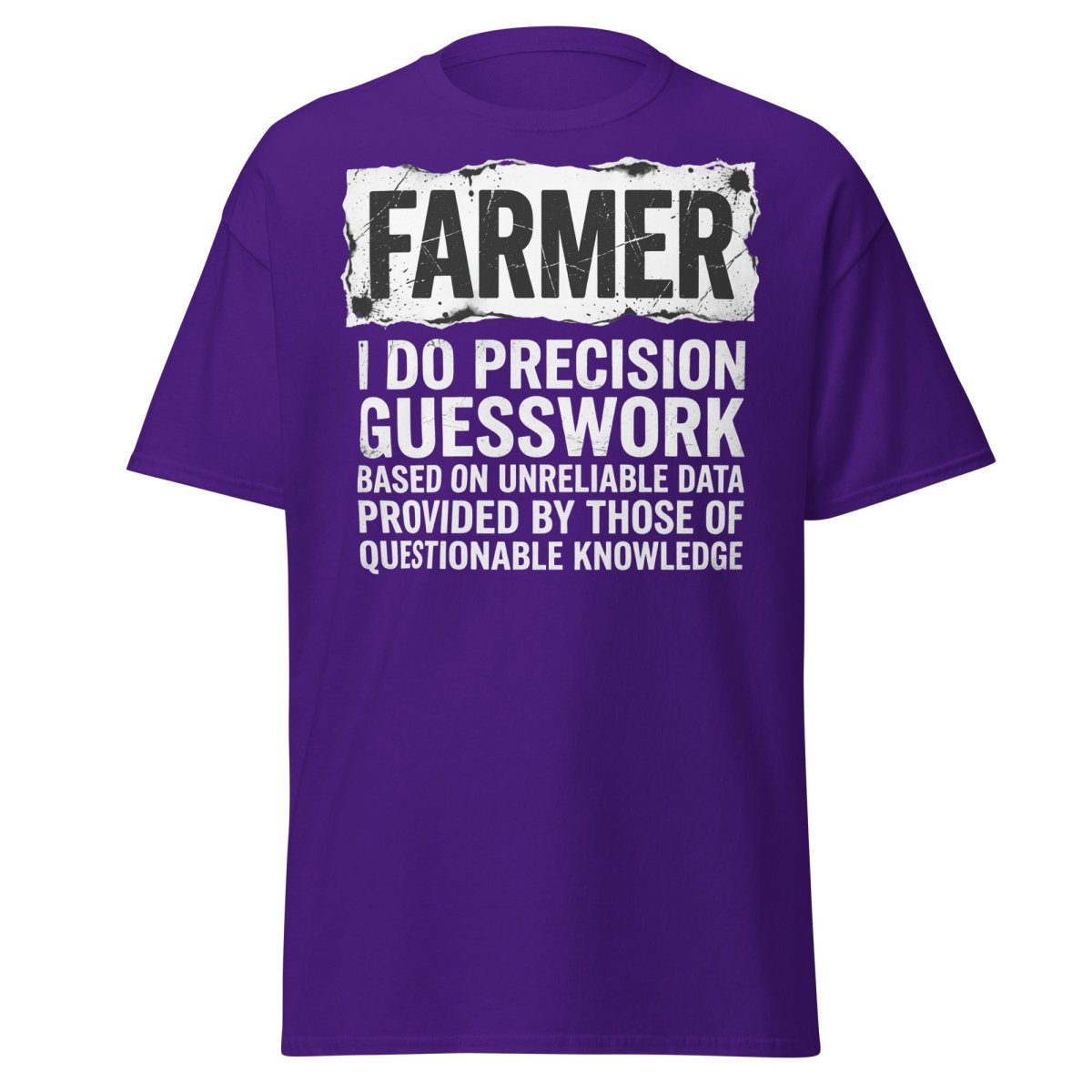 Farmer Precision Guesswork Funny Farming T-Shirt - Purple - TeeRipple