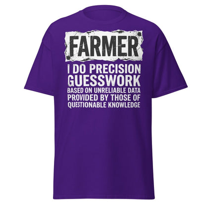 Farmer Precision Guesswork Funny Farming T-Shirt - Purple - TeeRipple