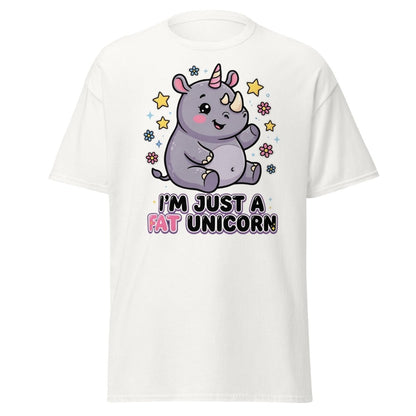 Fat Unicorn Rhino T-Shirt - Cute Funny Animal Tee - White - TeeRipple