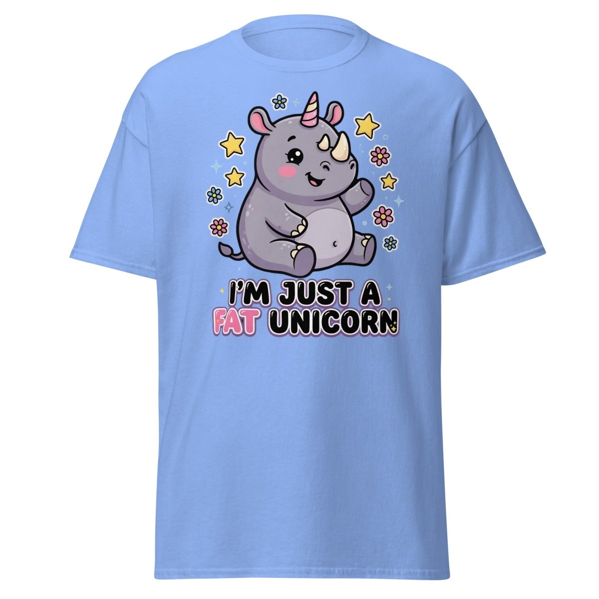 Fat Unicorn Rhino T-Shirt - Cute Funny Animal Tee - Carolina Blue - TeeRipple