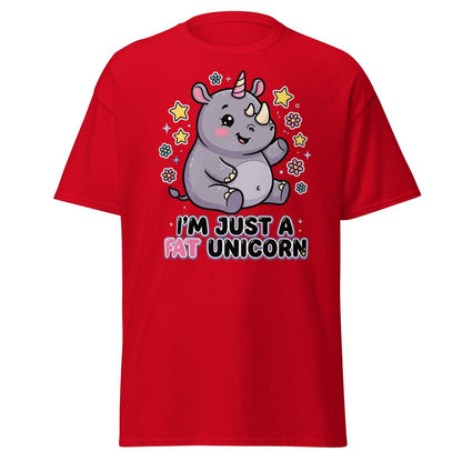 Fat Unicorn Rhino T-Shirt - Cute Funny Animal Tee - Red - TeeRipple