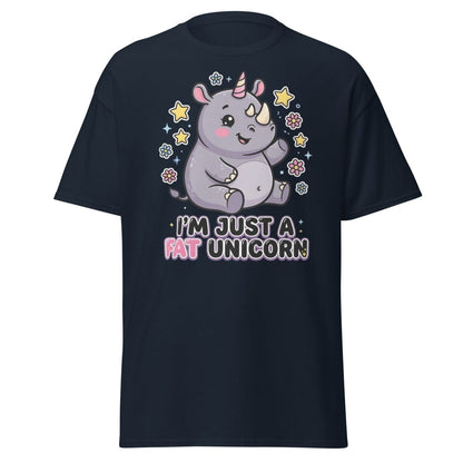 Fat Unicorn Rhino T-Shirt - Cute Funny Animal Tee - Navy - TeeRipple