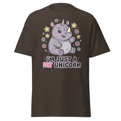 Fat Unicorn Rhino T-Shirt - Cute Funny Animal Tee - Dark Chocolate - TeeRipple