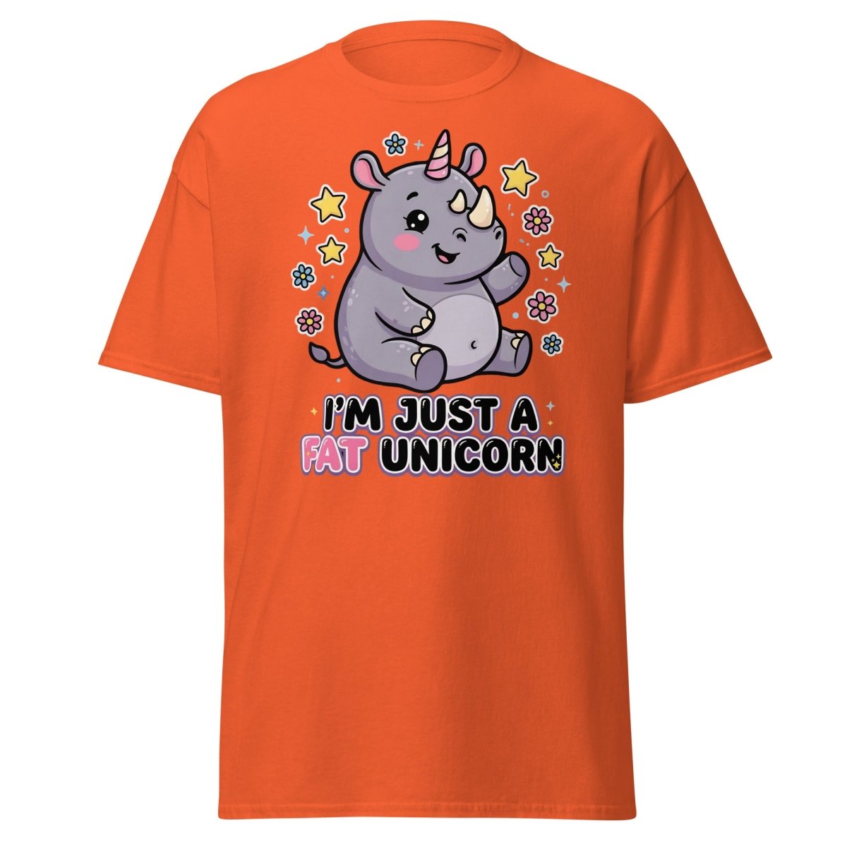 Fat Unicorn Rhino T-Shirt - Cute Funny Animal Tee - Orange - TeeRipple