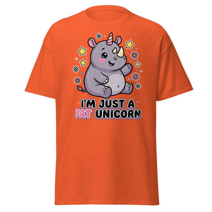 Fat Unicorn Rhino T-Shirt - Cute Funny Animal Tee - Orange - TeeRipple