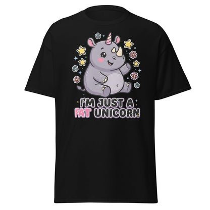 Fat Unicorn Rhino T-Shirt - Cute Funny Animal Tee - Black - TeeRipple