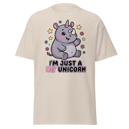 Fat Unicorn Rhino T-Shirt - Cute Funny Animal Tee - Natural - TeeRipple