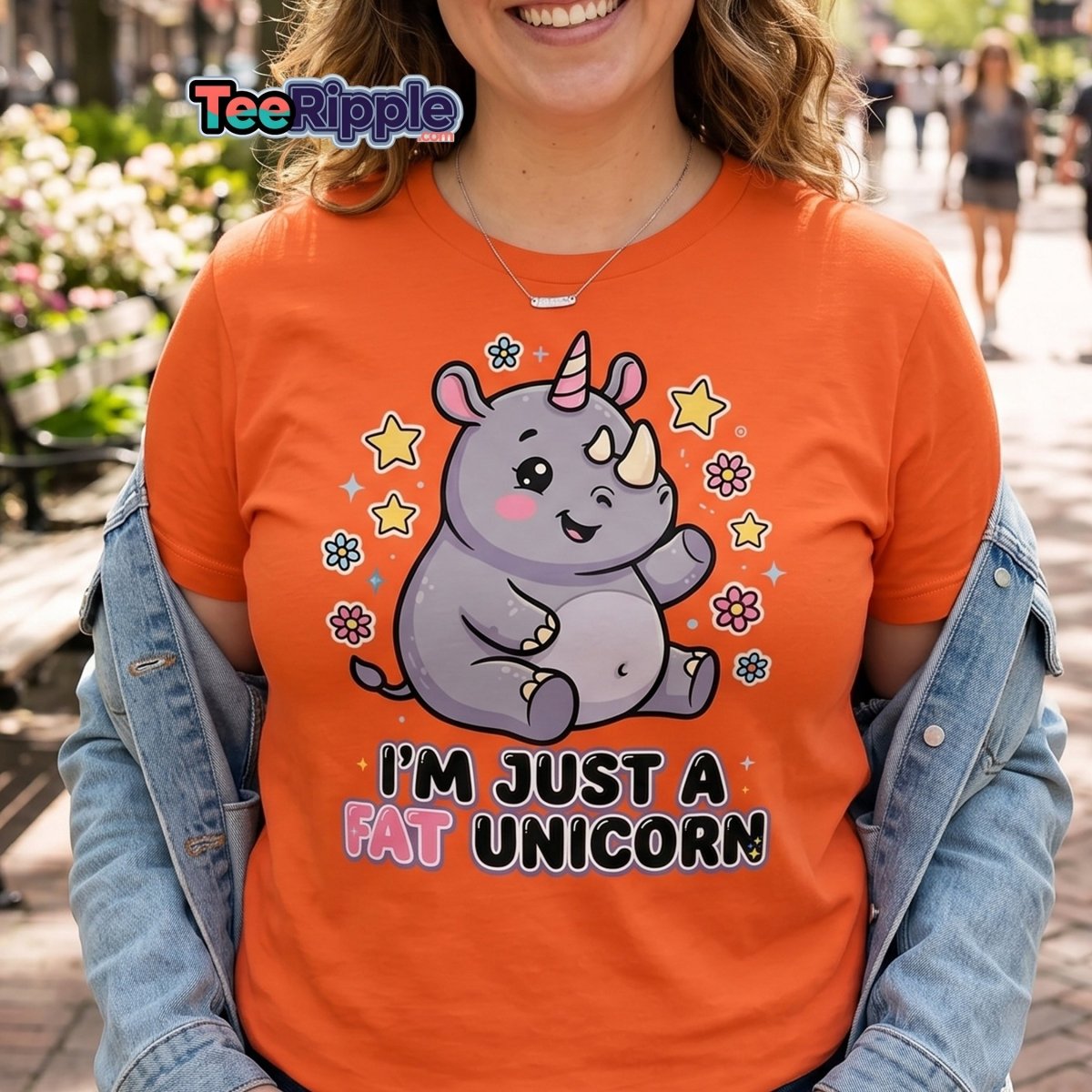 Fat Unicorn Rhino T-Shirt - Cute Funny Animal Tee - Maroon - TeeRipple
