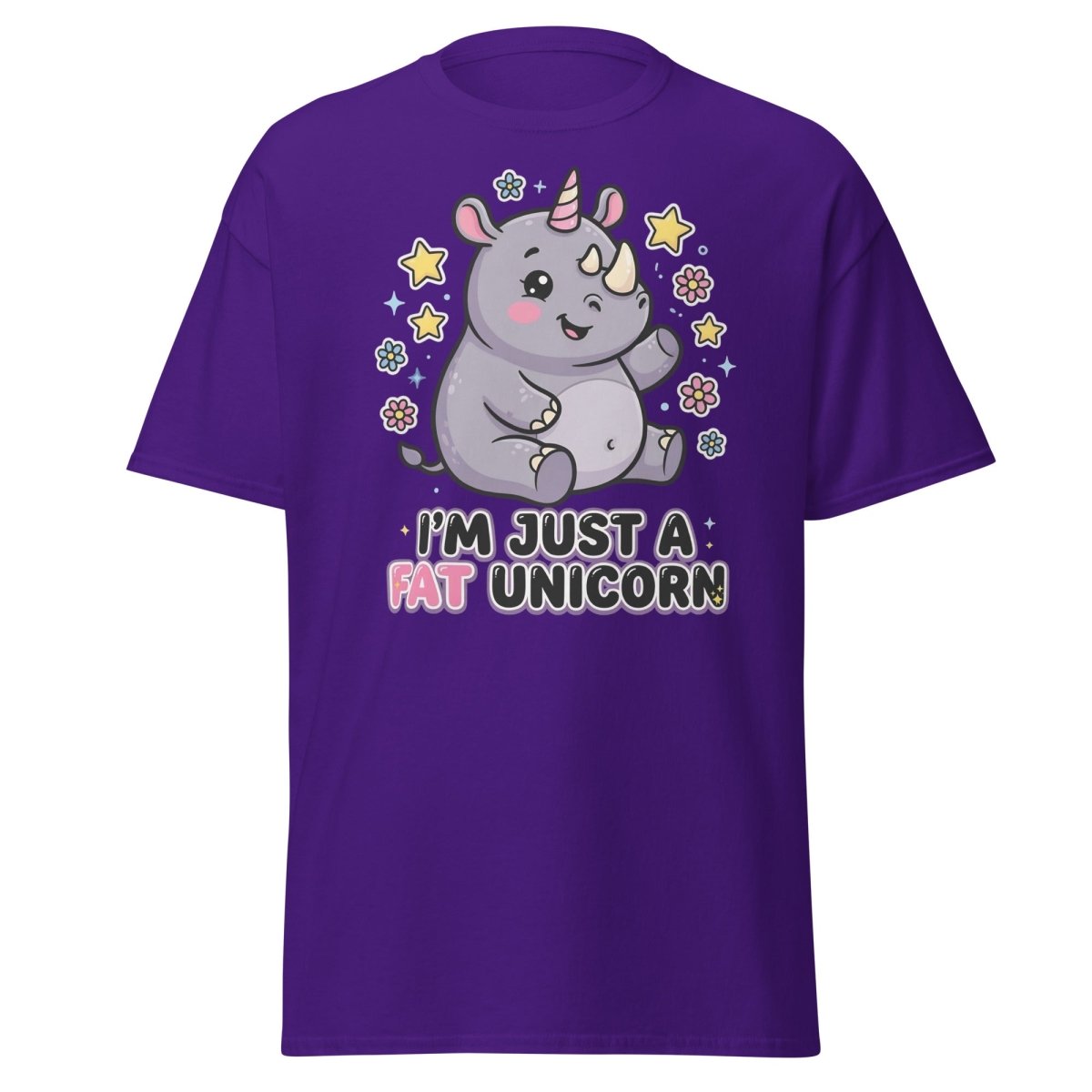 Fat Unicorn Rhino T-Shirt - Cute Funny Animal Tee - Purple - TeeRipple