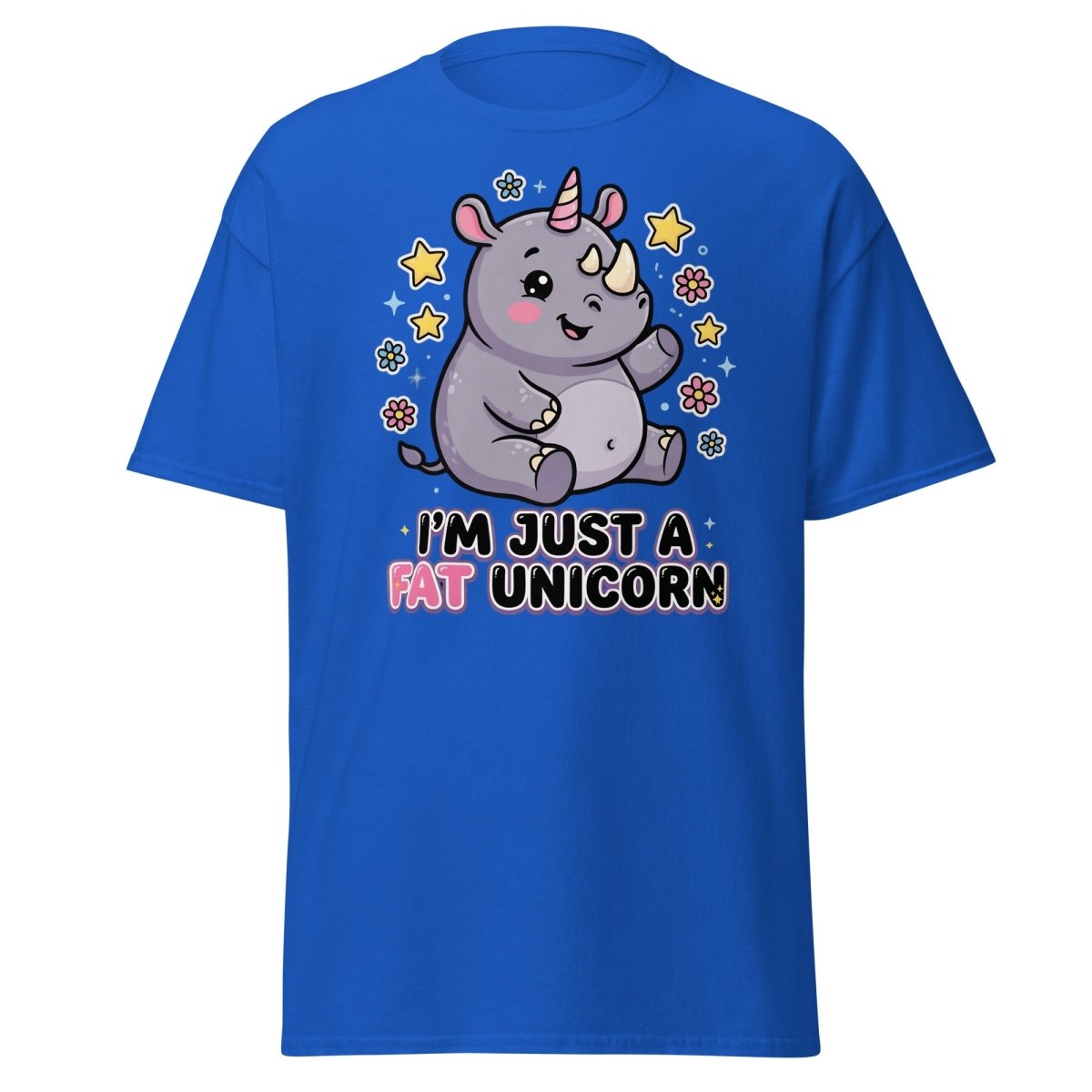 Fat Unicorn Rhino T-Shirt - Cute Funny Animal Tee - Royal - TeeRipple
