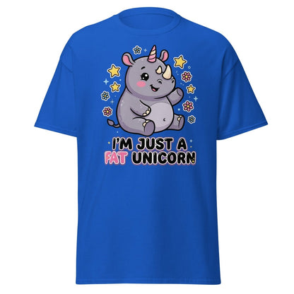 Fat Unicorn Rhino T-Shirt - Cute Funny Animal Tee - Royal - TeeRipple