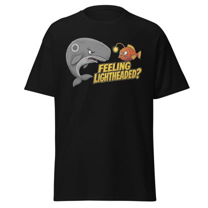 Feeling Lightheaded? Grumpy Whale & Anglerfish T-Shirt - Black - TeeRipple