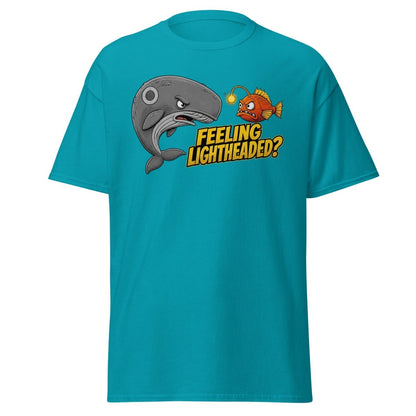 Feeling Lightheaded? Grumpy Whale & Anglerfish T-Shirt - Tropical Blue - TeeRipple