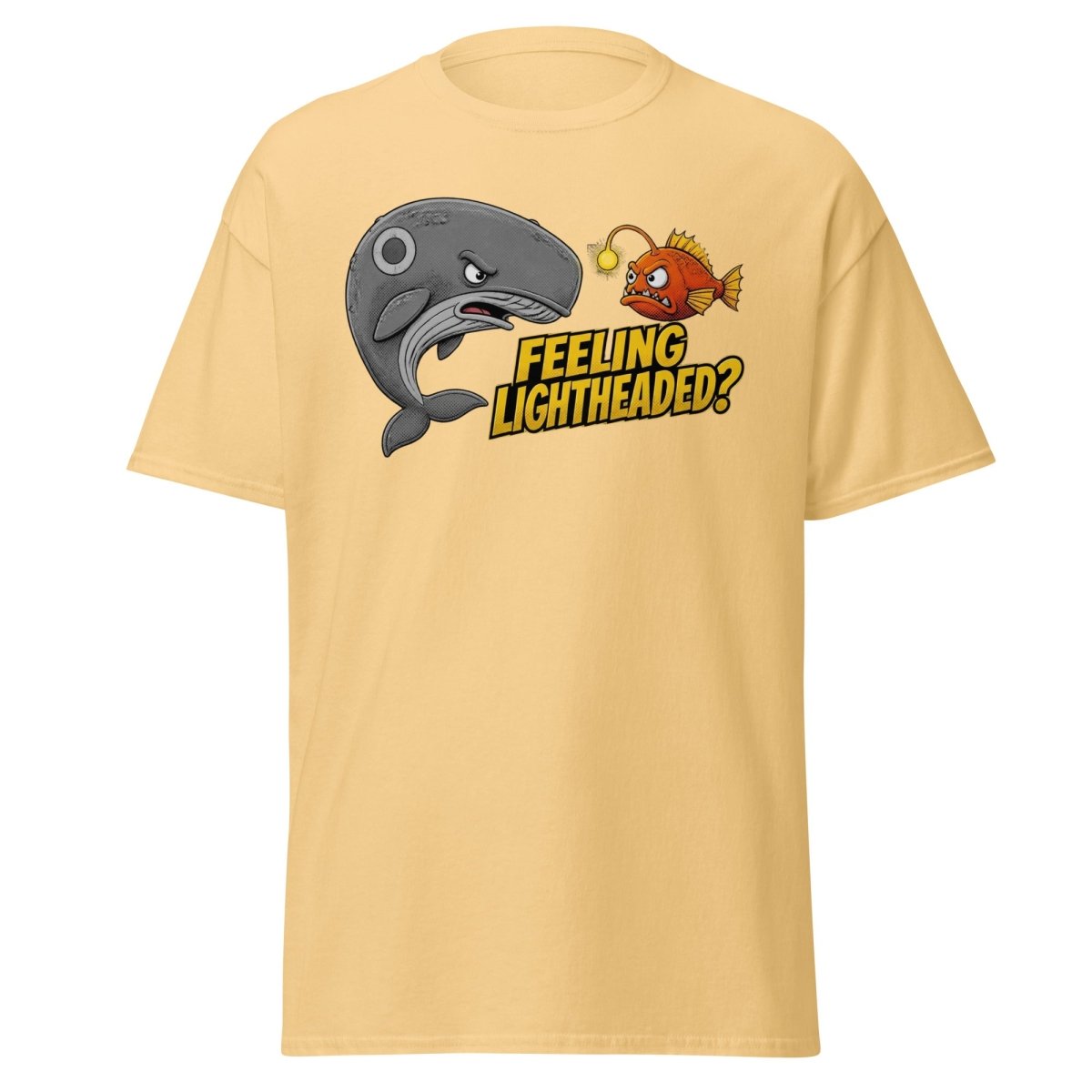 Feeling Lightheaded? Grumpy Whale & Anglerfish T-Shirt - Yellow Haze - TeeRipple