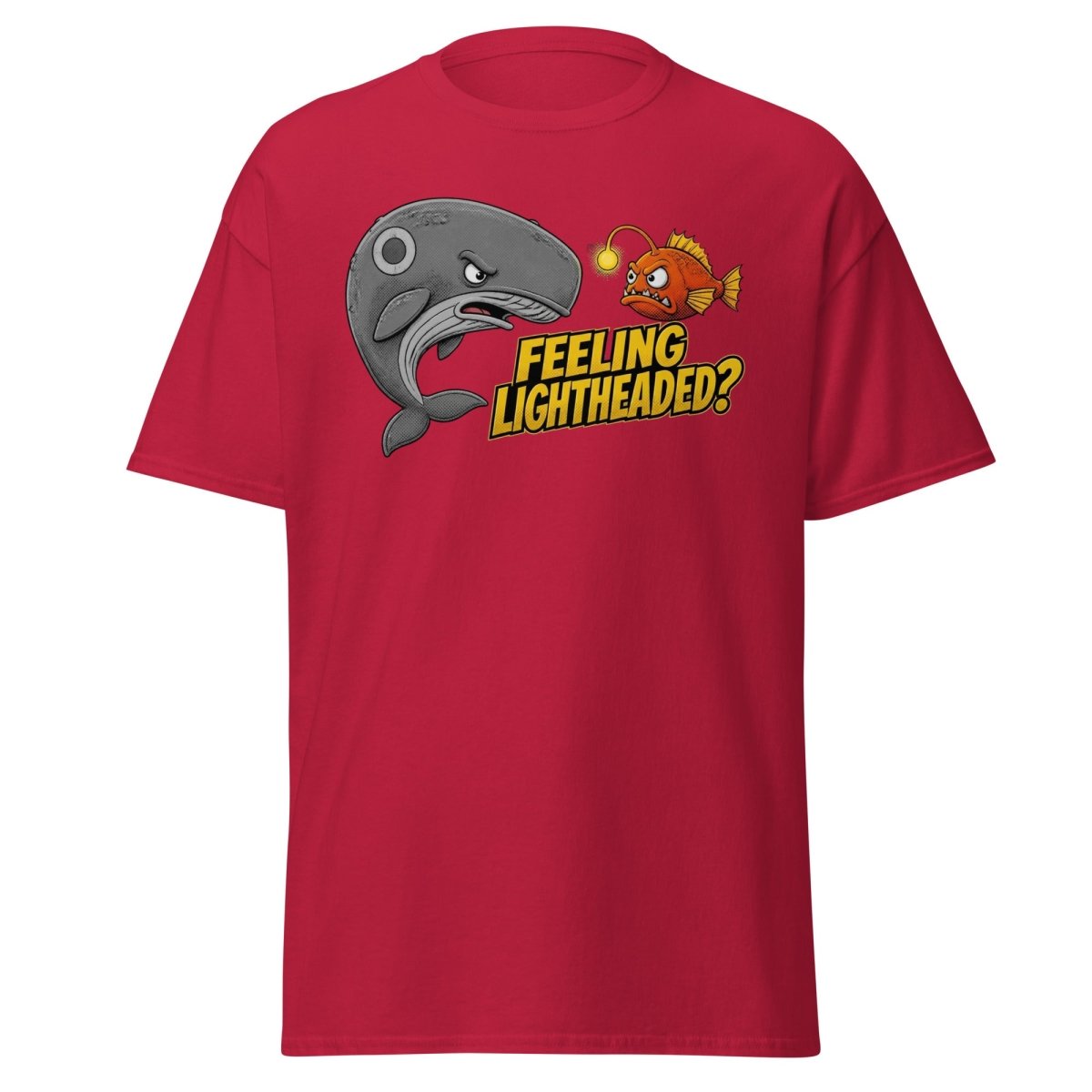 Feeling Lightheaded? Grumpy Whale & Anglerfish T-Shirt - Cardinal - TeeRipple