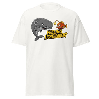 Feeling Lightheaded? Grumpy Whale & Anglerfish T-Shirt - White - TeeRipple