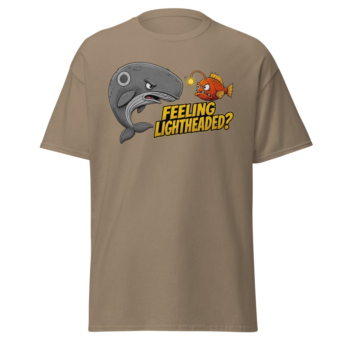 Feeling Lightheaded? Grumpy Whale & Anglerfish T-Shirt - Brown Savana - TeeRipple