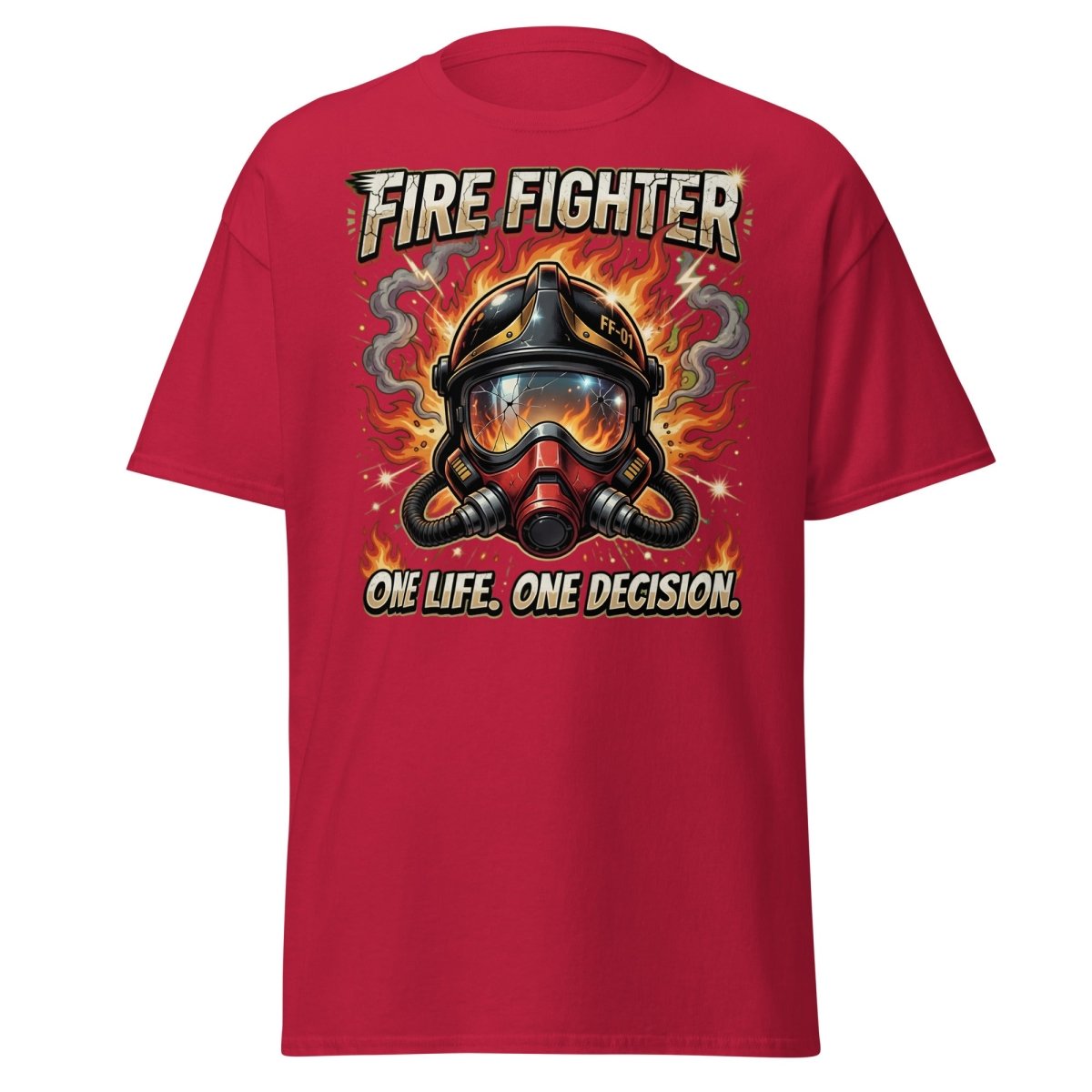 Firefighter One Life One Decision T-Shirt - Cardinal - TeeRipple