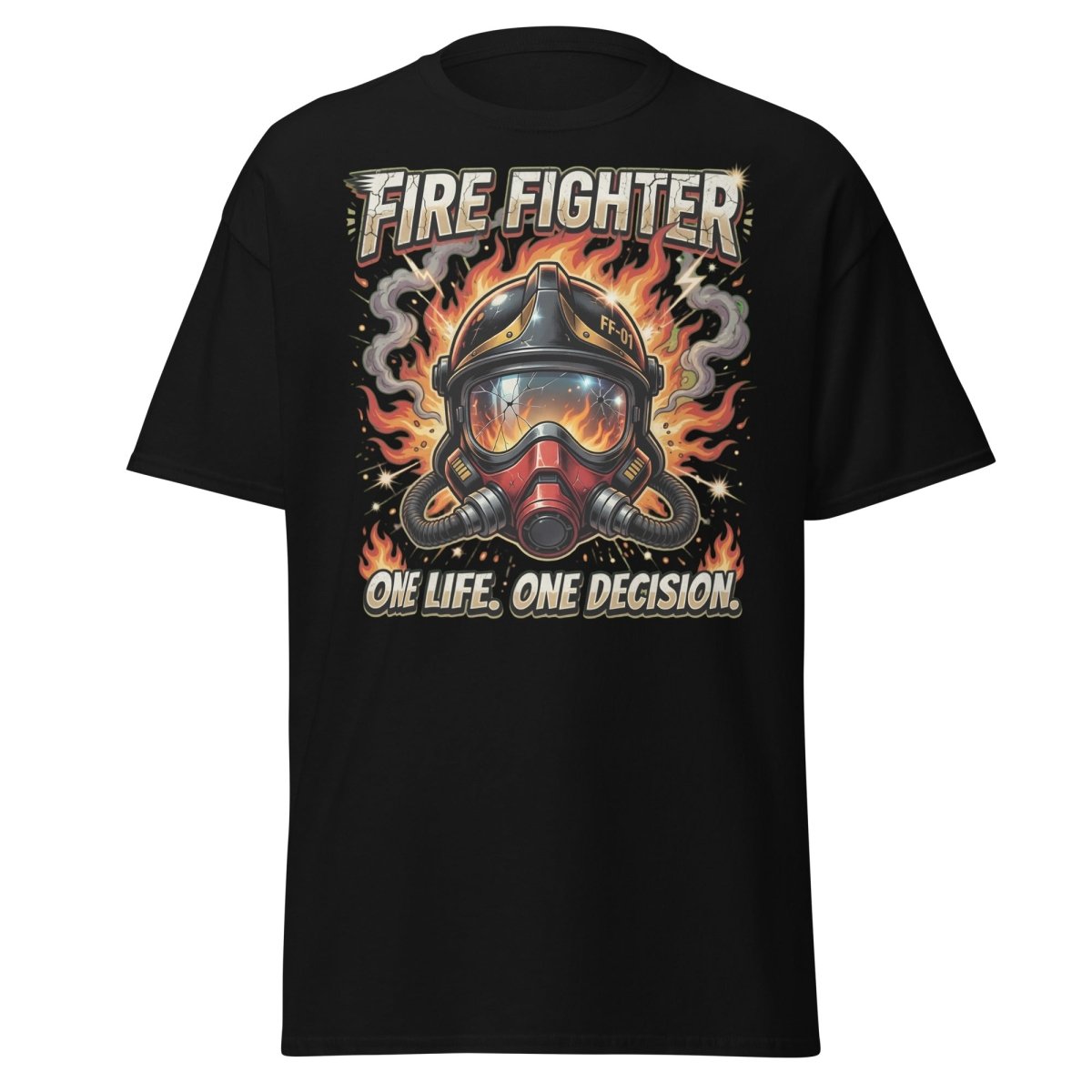 Firefighter One Life One Decision T-Shirt - Black - TeeRipple